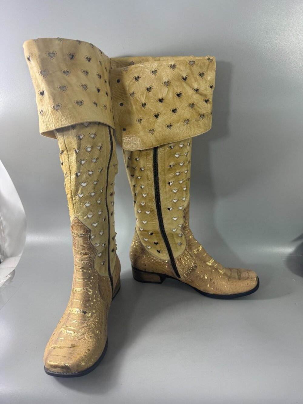 Magnolya Light Tan Heart-cut Boots, Size 39